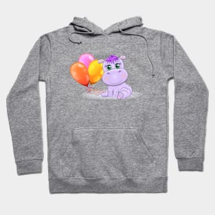 cartoon hippo with bright expressive eyes Hoodie